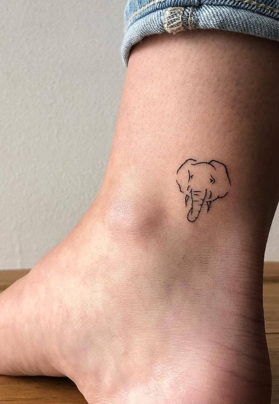 small elephant tattoo leg for female