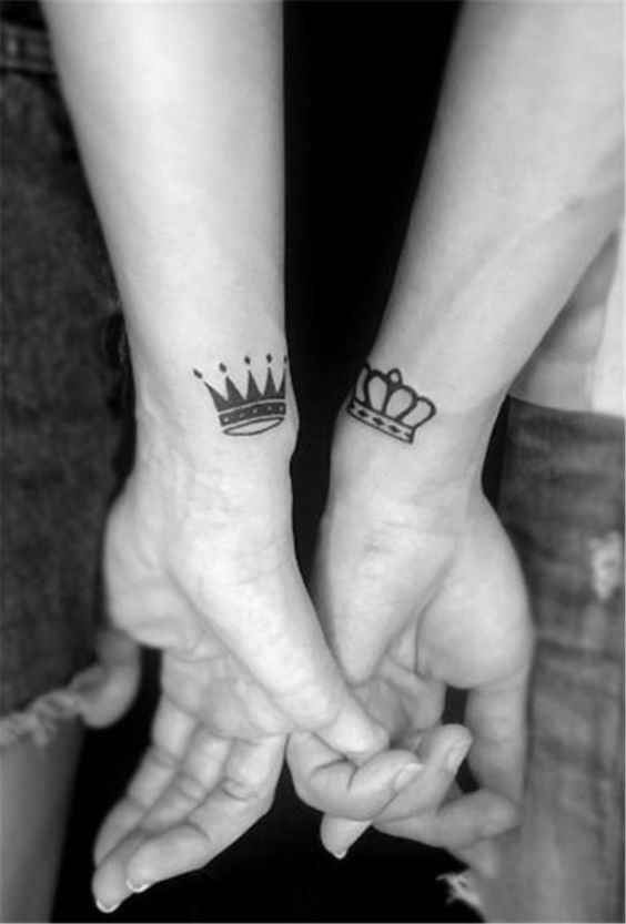crown tattoo on wrist for girls