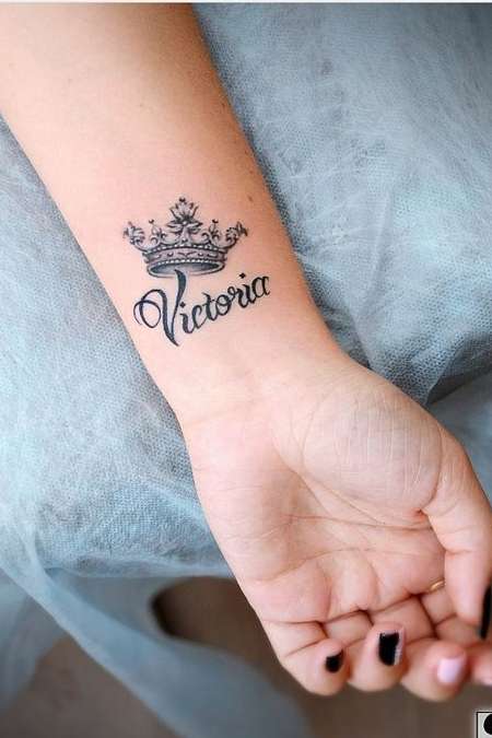 crown tattoo on wrist for women