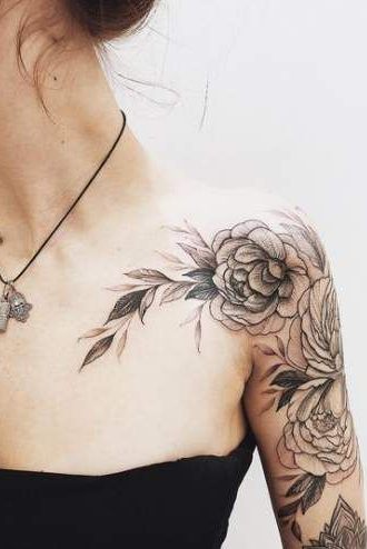 floral shoulder cap tattoo