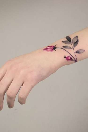 flower wrist tattoo for women