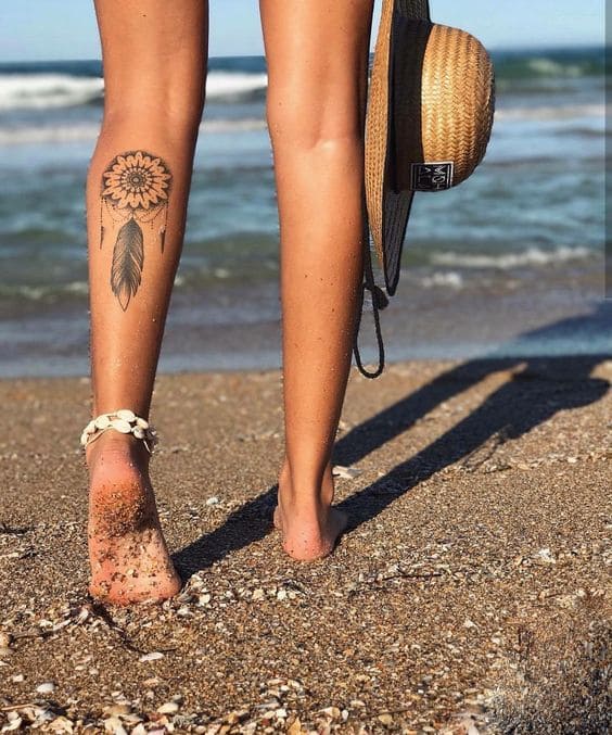 follower tattoo on leg for girl