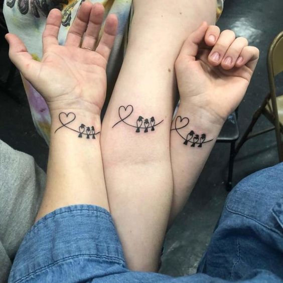 mother daughter tattoos on wrist for women