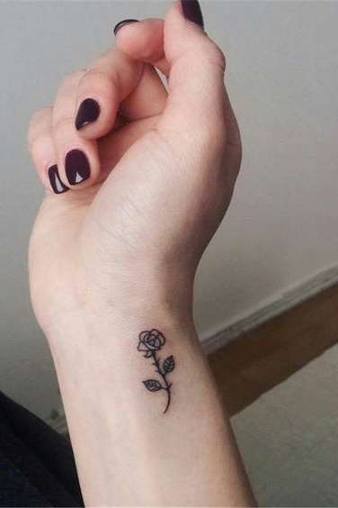 small rose tattoo on wrist for girls