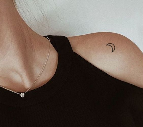 small moon shoulder tattoos for females