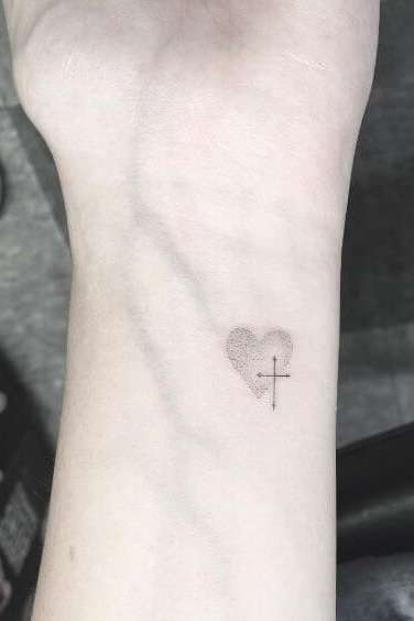 heart cross small wrist tattoos for girls