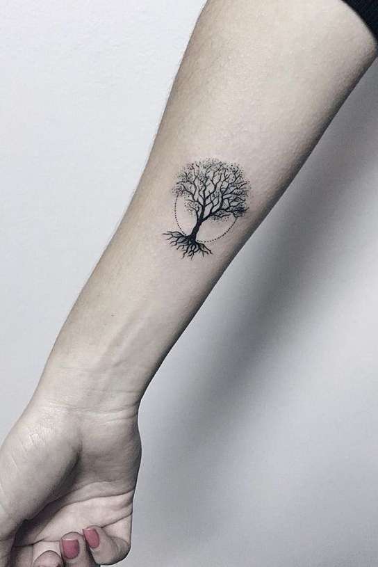 tree wrist tattoo for girls