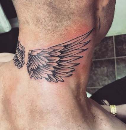 Wings Tattoo on Back Neck