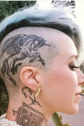 horse tattoo design on head