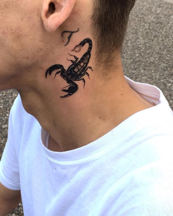 Scorpion Side Neck Tattoo for Men