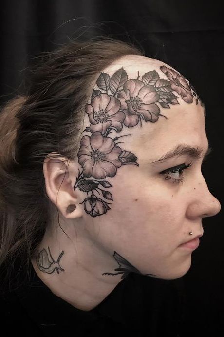 flower tattoo on head