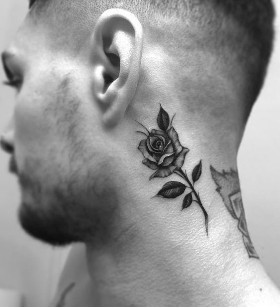 Rose Tattoo Side Neck