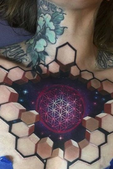 geomatry Chest Tattoos for women