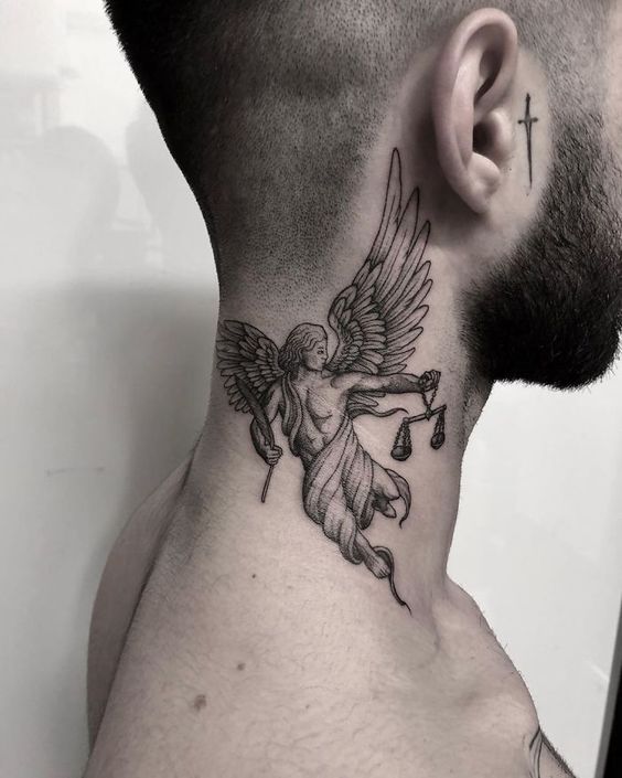 Angel Tattoo on Neck