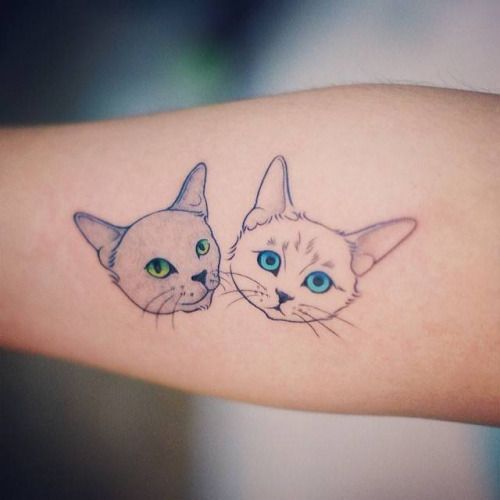 cat face tattoo on sleeve