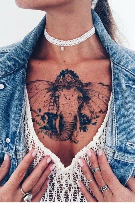 elephant chest tattoos for women