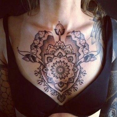 mandala chest tattoo female