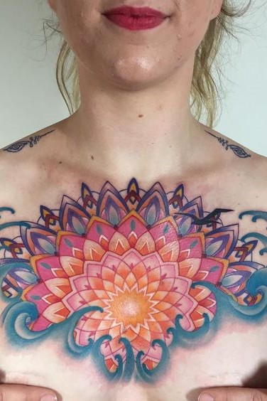 mandala chest tattoo female