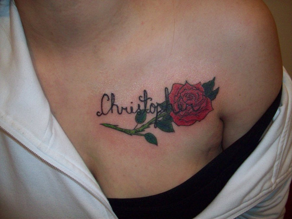name tattoo on chest for Girls