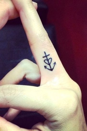 anchor tattoo on fingers