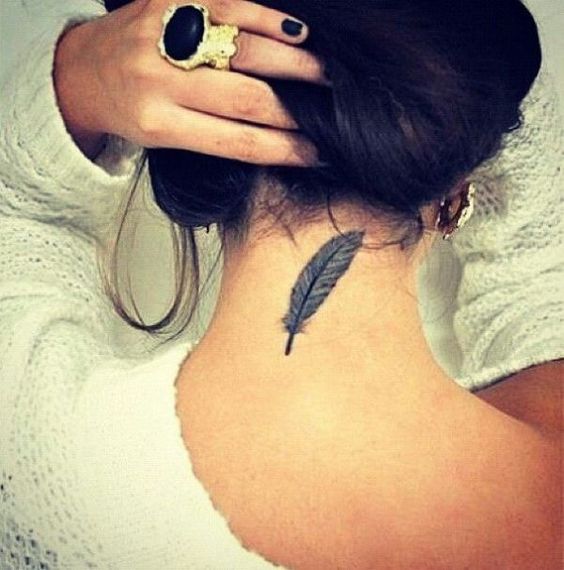 Back Neck Feather Tattoo