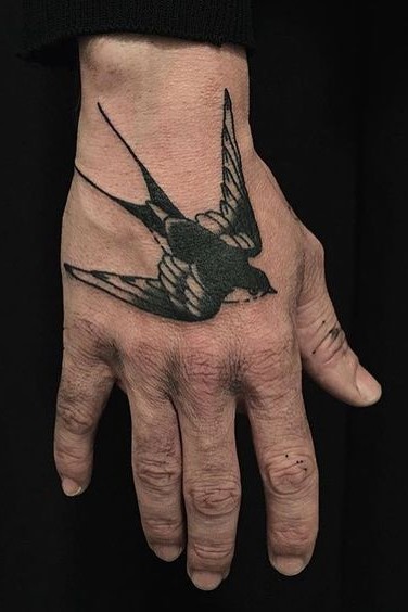 Large Dove Tattoo on Hand