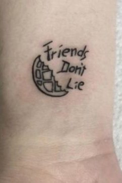 Friends Don't Lie Tattoo on Wrist