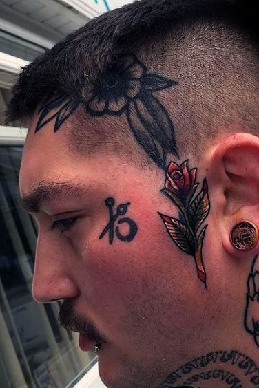 Flower Tattoo on Face
