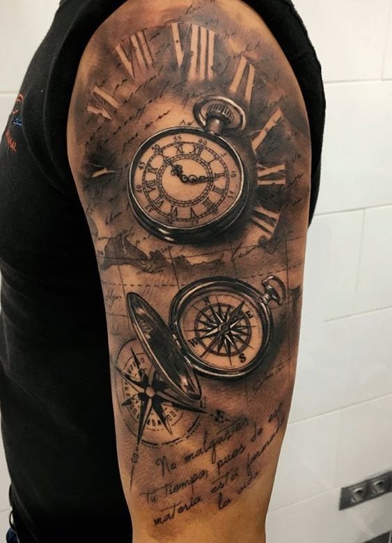 Compass  Shoulder Tattoo
