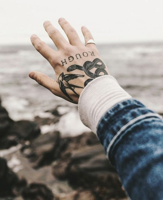 Snake + Dove Tattoo on Hand