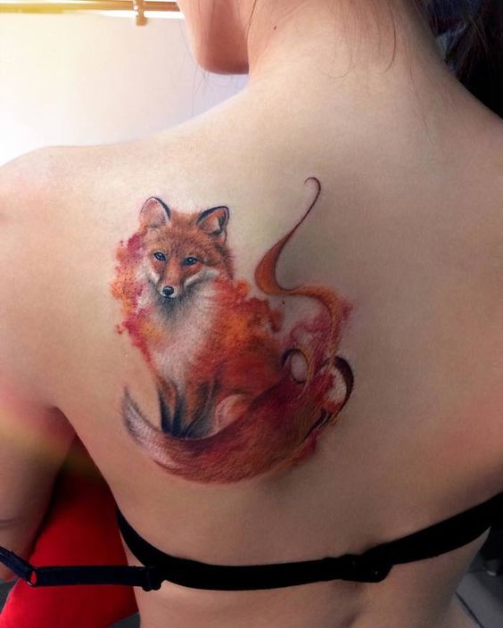 fox tattoo on back
