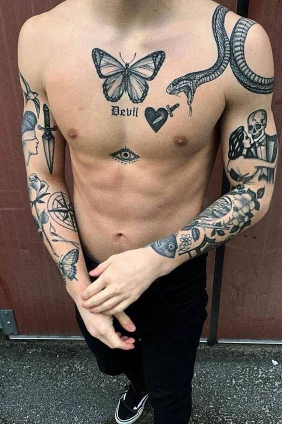 butterfly chest Chest Tattoos For Men