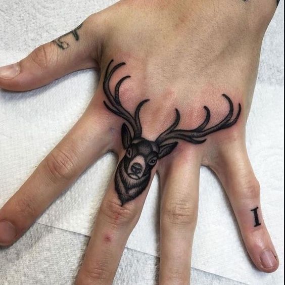 Buck Hand Tattoo