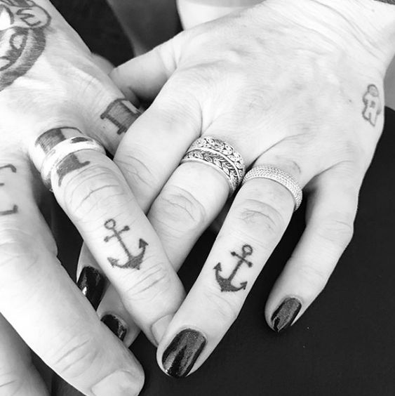anchor tattoo on fingers
