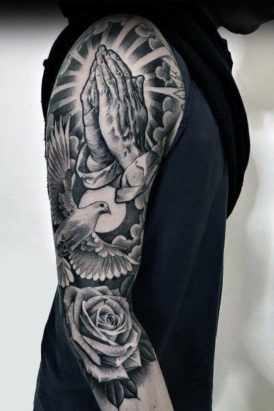  Dove + Rose Tattoo on Arm