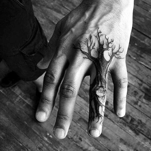 Tree Tattoo on Finger