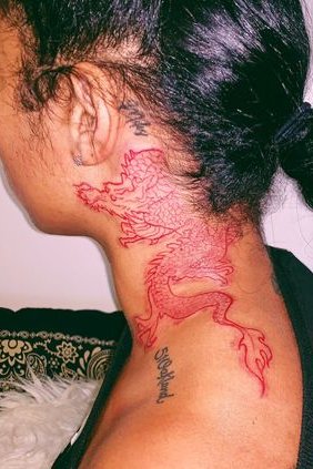 red dragon neck tattoo
