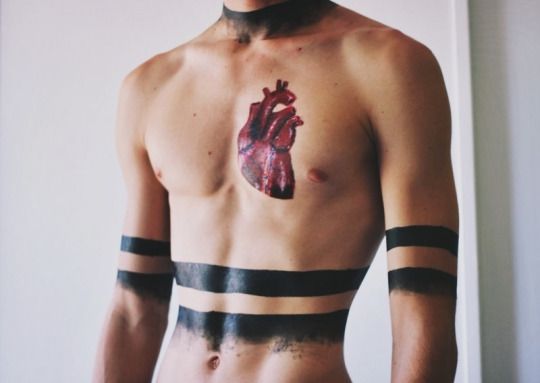 red heart Chest Tattoos For Men