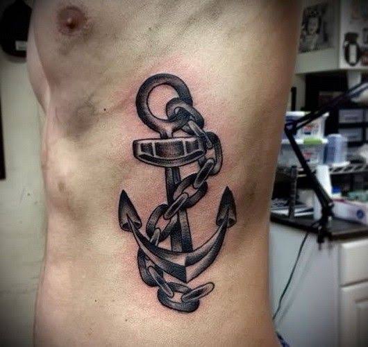 Anchor Tattoo Design on Rib