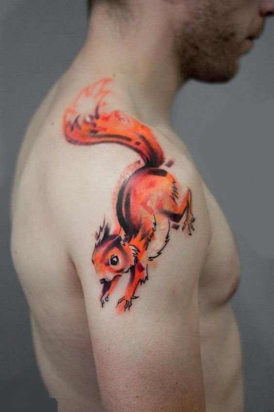 Squirrel Tattoo on Shoulder