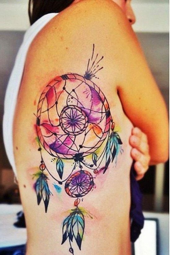 colorful dream catcher tattoos