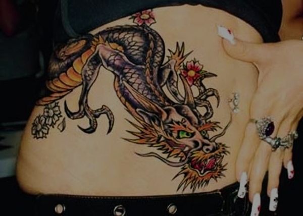 stomach dragon tattoo