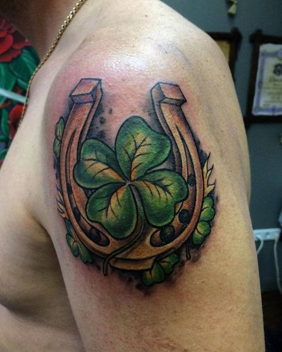 Horseshoe Four Leaf Clover Tattoo