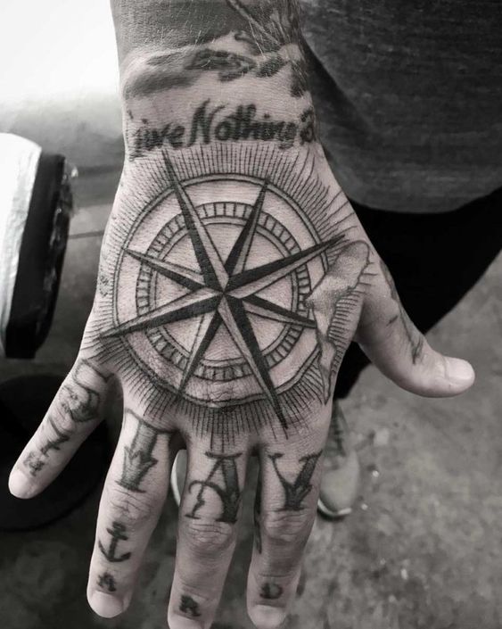 Compass Tattoo on Hand