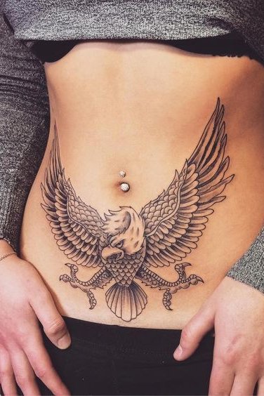 eagle tattoo on stomach
