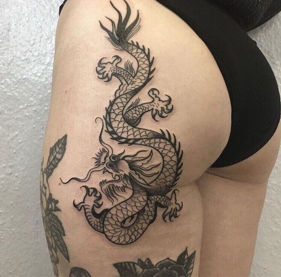 dragon tattoo on buttock