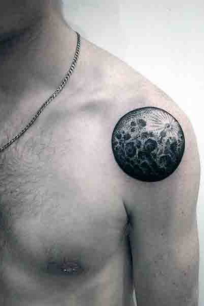 Moon Tattoo on Shoulder