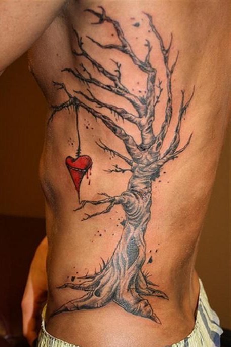 Tree with Heart Design Tattoo
