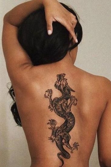 dragon tattoo on back for girls