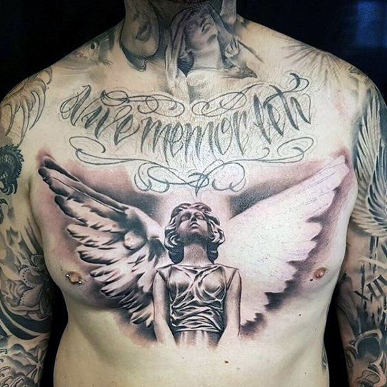 Angel Chest Tattoo Men